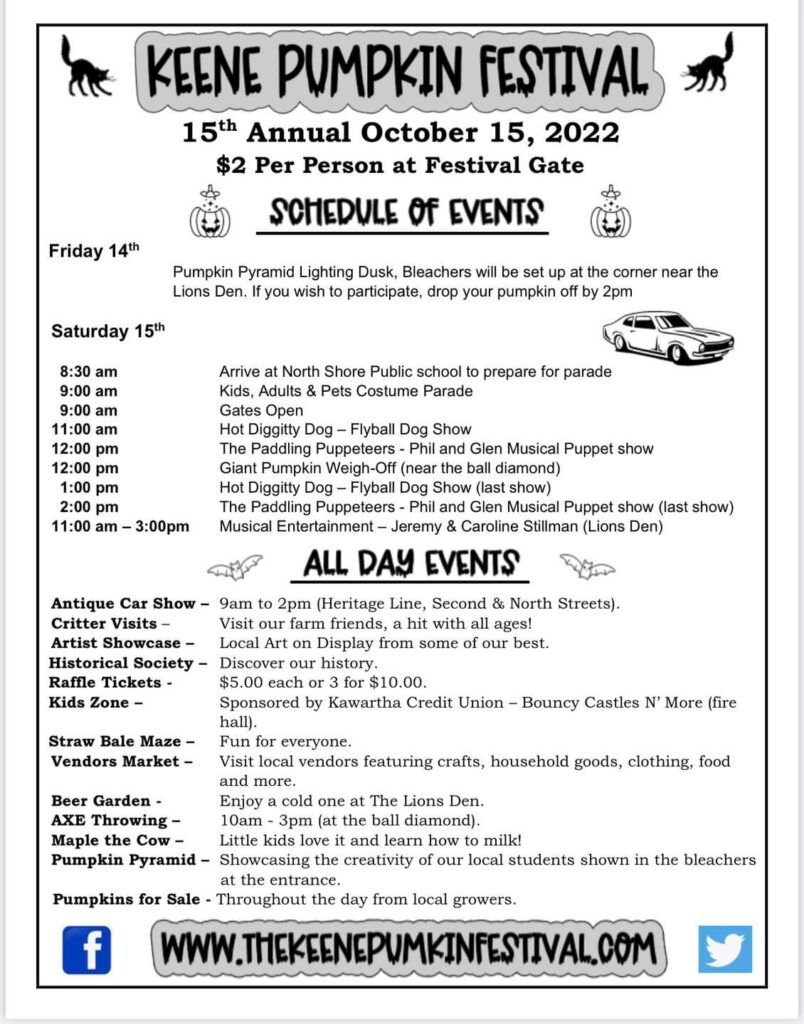 Schedule of Events The Keene Pumpkin Festival